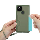 For Google Pixel 5 Armor Shockproof TPU + PC Hard Case with Card Slot Holder(Green)