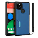 For Google Pixel 5 Armor Shockproof TPU + PC Hard Case with Card Slot Holder(Black Blue)