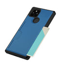 For Google Pixel 5 Armor Shockproof TPU + PC Hard Case with Card Slot Holder(Black Blue)
