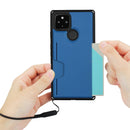 For Google Pixel 5 Armor Shockproof TPU + PC Hard Case with Card Slot Holder(Black Blue)