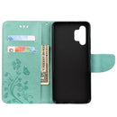 For Samsung Galaxy A32 4G Butterfly Flower Pattern Horizontal Flip Leather Case with Holder & Card Slots & Wallet(Green)