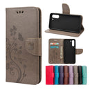 For Samsung Galaxy S21 FE Butterfly Flower Pattern Horizontal Flip Leather Case with Holder & Card Slots & Wallet(Grey)