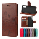For Samsung Galaxy S21 FE Butterfly Flower Pattern Horizontal Flip Leather Case with Holder & Card Slots & Wallet(Brown)