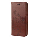 For Samsung Galaxy S21 FE Butterfly Flower Pattern Horizontal Flip Leather Case with Holder & Card Slots & Wallet(Brown)