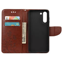 For Samsung Galaxy S21 FE Butterfly Flower Pattern Horizontal Flip Leather Case with Holder & Card Slots & Wallet(Brown)