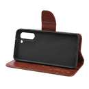 For Samsung Galaxy S21 FE Butterfly Flower Pattern Horizontal Flip Leather Case with Holder & Card Slots & Wallet(Brown)
