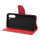 For Samsung Galaxy S21 FE Butterfly Flower Pattern Horizontal Flip Leather Case with Holder & Card Slots & Wallet(Red)