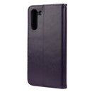 For Samsung Galaxy S21 FE Butterfly Flower Pattern Horizontal Flip Leather Case with Holder & Card Slots & Wallet(Deep Purple)