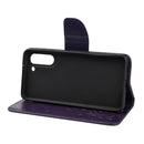 For Samsung Galaxy S21 FE Butterfly Flower Pattern Horizontal Flip Leather Case with Holder & Card Slots & Wallet(Deep Purple)