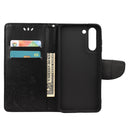 For Samsung Galaxy S21 FE Butterfly Flower Pattern Horizontal Flip Leather Case with Holder & Card Slots & Wallet(Black)