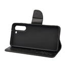 For Samsung Galaxy S21 FE Butterfly Flower Pattern Horizontal Flip Leather Case with Holder & Card Slots & Wallet(Black)