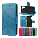 For Samsung Galaxy S21 FE Butterfly Flower Pattern Horizontal Flip Leather Case with Holder & Card Slots & Wallet(Blue)