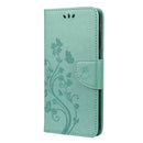 For Samsung Galaxy S21 FE Butterfly Flower Pattern Horizontal Flip Leather Case with Holder & Card Slots & Wallet(Green)