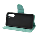 For Samsung Galaxy S21 FE Butterfly Flower Pattern Horizontal Flip Leather Case with Holder & Card Slots & Wallet(Green)