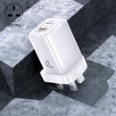 USAMS US-CC138 T41 47W USB-A+USB-C Dual Port GaN Fast Charger, Specification:UK Plug(White)
