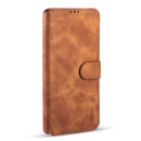For Samsung Galaxy S21 FE DG.MING Retro Oil Side Horizontal Flip Leather Case with Holder & Card Slots & Wallet(Brown)