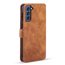 For Samsung Galaxy S21 FE DG.MING Retro Oil Side Horizontal Flip Leather Case with Holder & Card Slots & Wallet(Brown)