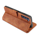 For Samsung Galaxy S21 FE DG.MING Retro Oil Side Horizontal Flip Leather Case with Holder & Card Slots & Wallet(Brown)