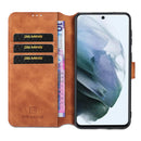 For Samsung Galaxy S21 FE DG.MING Retro Oil Side Horizontal Flip Leather Case with Holder & Card Slots & Wallet(Brown)