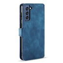 For Samsung Galaxy S21 FE DG.MING Retro Oil Side Horizontal Flip Leather Case with Holder & Card Slots & Wallet(Blue)