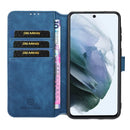 For Samsung Galaxy S21 FE DG.MING Retro Oil Side Horizontal Flip Leather Case with Holder & Card Slots & Wallet(Blue)