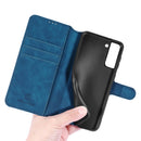 For Samsung Galaxy S21 FE DG.MING Retro Oil Side Horizontal Flip Leather Case with Holder & Card Slots & Wallet(Blue)