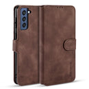 For Samsung Galaxy S21 FE DG.MING Retro Oil Side Horizontal Flip Leather Case with Holder & Card Slots & Wallet(Coffee)