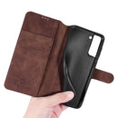For Samsung Galaxy S21 FE DG.MING Retro Oil Side Horizontal Flip Leather Case with Holder & Card Slots & Wallet(Coffee)