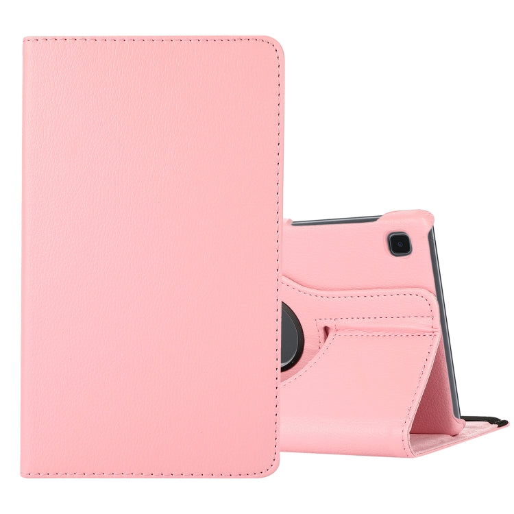 For Samsung Galaxy A7 Lite T220 360 Degree Rotation Litchi Texture Flip Leather Case with Holder(Pink)