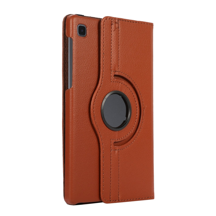 For Samsung Galaxy A7 Lite T220 360 Degree Rotation Litchi Texture Flip Leather Case with Holder(Brown)
