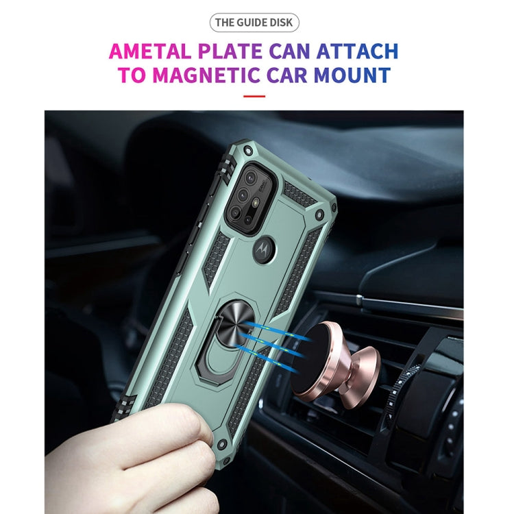 For Motorola Moto G10 / G30 Shockproof TPU + PC Protective Case with 360 Degree Rotating Holder(Green)