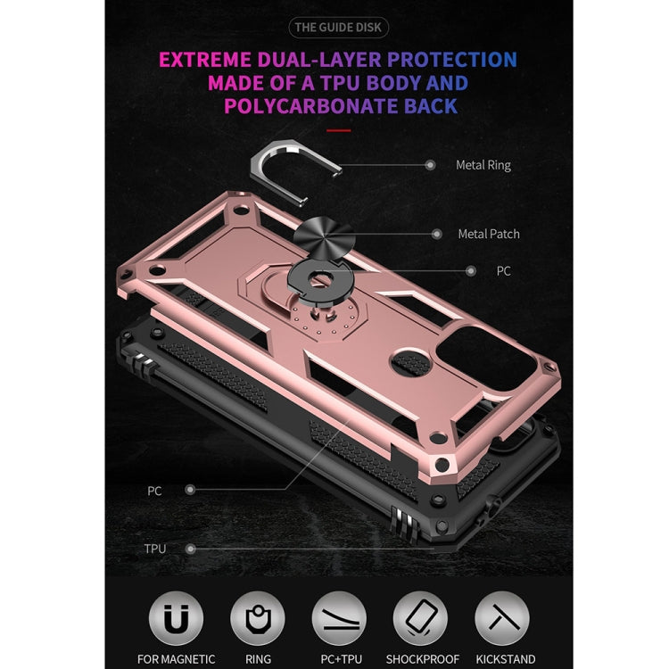 For Motorola Moto G10 / G30 Shockproof TPU + PC Protective Case with 360 Degree Rotating Holder(Rose Gold)