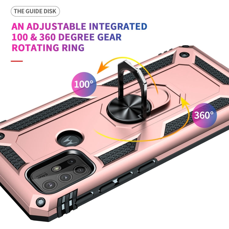 For Motorola Moto G10 / G30 Shockproof TPU + PC Protective Case with 360 Degree Rotating Holder(Rose Gold)