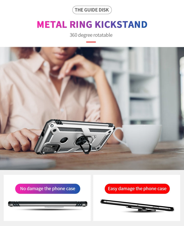 For Motorola Moto G10 / G30 Shockproof TPU + PC Protective Case with 360 Degree Rotating Holder(Silver)