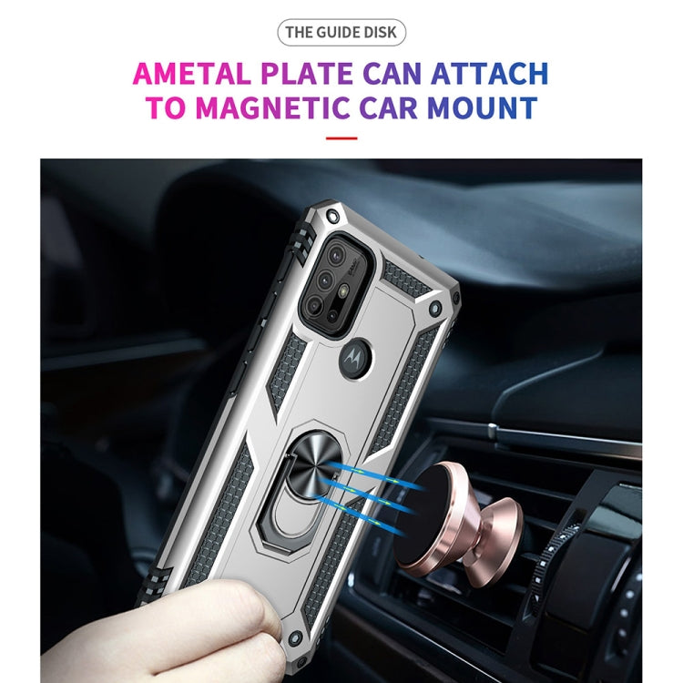 For Motorola Moto G10 / G30 Shockproof TPU + PC Protective Case with 360 Degree Rotating Holder(Silver)