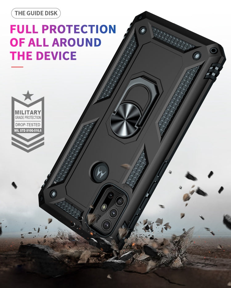For Motorola Moto G10 / G30 Shockproof TPU + PC Protective Case with 360 Degree Rotating Holder(Black)