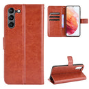 For Samsung Galaxy S21 FE Crazy Horse Texture Horizontal Flip Leather Case with Holder & Card Slots & Lanyard(Brown)