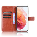 For Samsung Galaxy S21 FE Crazy Horse Texture Horizontal Flip Leather Case with Holder & Card Slots & Lanyard(Brown)
