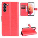 For Samsung Galaxy S21 FE Crazy Horse Texture Horizontal Flip Leather Case with Holder & Card Slots & Lanyard(Red)