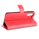 For Samsung Galaxy S21 FE Crazy Horse Texture Horizontal Flip Leather Case with Holder & Card Slots & Lanyard(Red)
