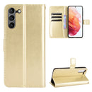 For Samsung Galaxy S21 FE Crazy Horse Texture Horizontal Flip Leather Case with Holder & Card Slots & Lanyard(Gold)