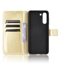 For Samsung Galaxy S21 FE Crazy Horse Texture Horizontal Flip Leather Case with Holder & Card Slots & Lanyard(Gold)