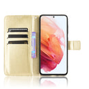 For Samsung Galaxy S21 FE Crazy Horse Texture Horizontal Flip Leather Case with Holder & Card Slots & Lanyard(Gold)