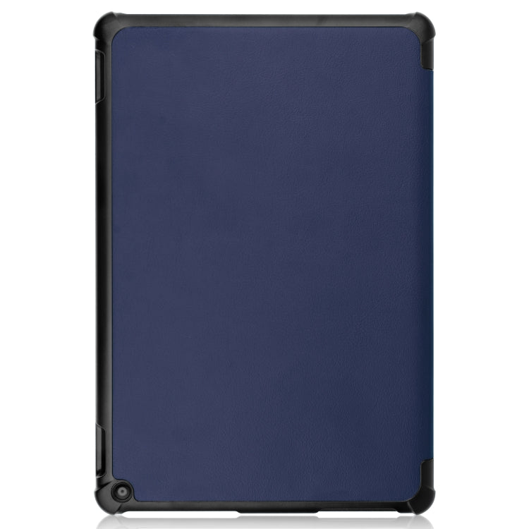 For Amazon Fire HD 10 (2021) Custer Texture Horizontal Flip Leather Case with Three-folding Holder & Sleep / Wake-up Function(Dark Blue)