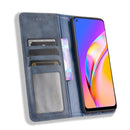 For OPPO A94 5G / Reno5Z 5G / F19 Pro+ 5G Magnetic Buckle Retro Crazy Horse Texture Horizontal Flip Leather Case with Holder & Card Slots & Photo Frame(Blue)