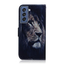 For Samsung Galaxy S21 FE Coloured Drawing Horizontal Flip Leather Case, with Holder & Card Slots & Wallet(Lion)