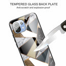 For Xiaomi Mi 11 Abstract Marble Pattern Glass Protective Case(Rhombus Golden)