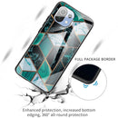 For Xiaomi Mi 11 Abstract Marble Pattern Glass Protective Case(Rhombus Dark Green)