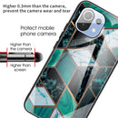 For Xiaomi Mi 11 Abstract Marble Pattern Glass Protective Case(Rhombus Dark Green)