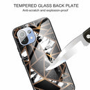 For Xiaomi Mi 11 Abstract Marble Pattern Glass Protective Case(Rhombus Black)